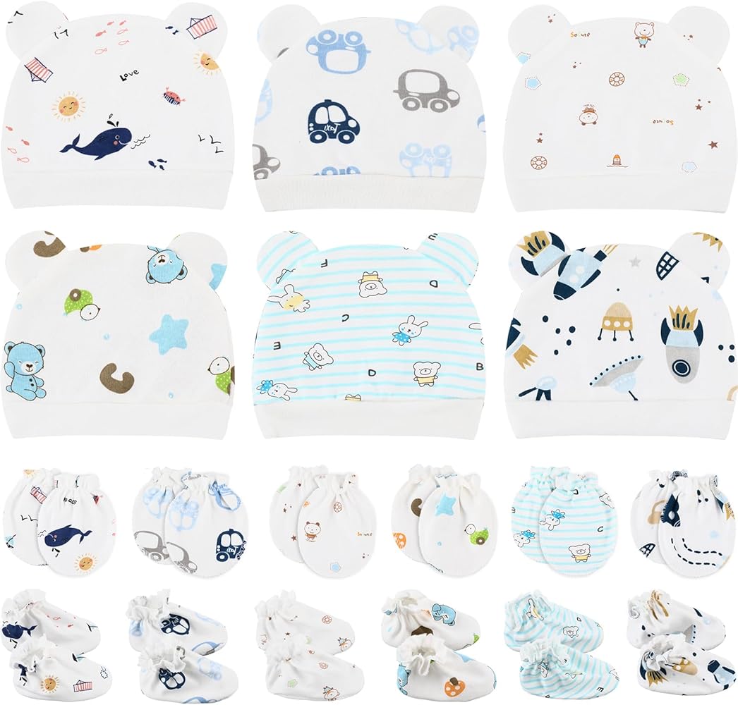 Amazon.com: Geyoga 18 Pcs Baby Hats Mittens and Socks Set Newborn