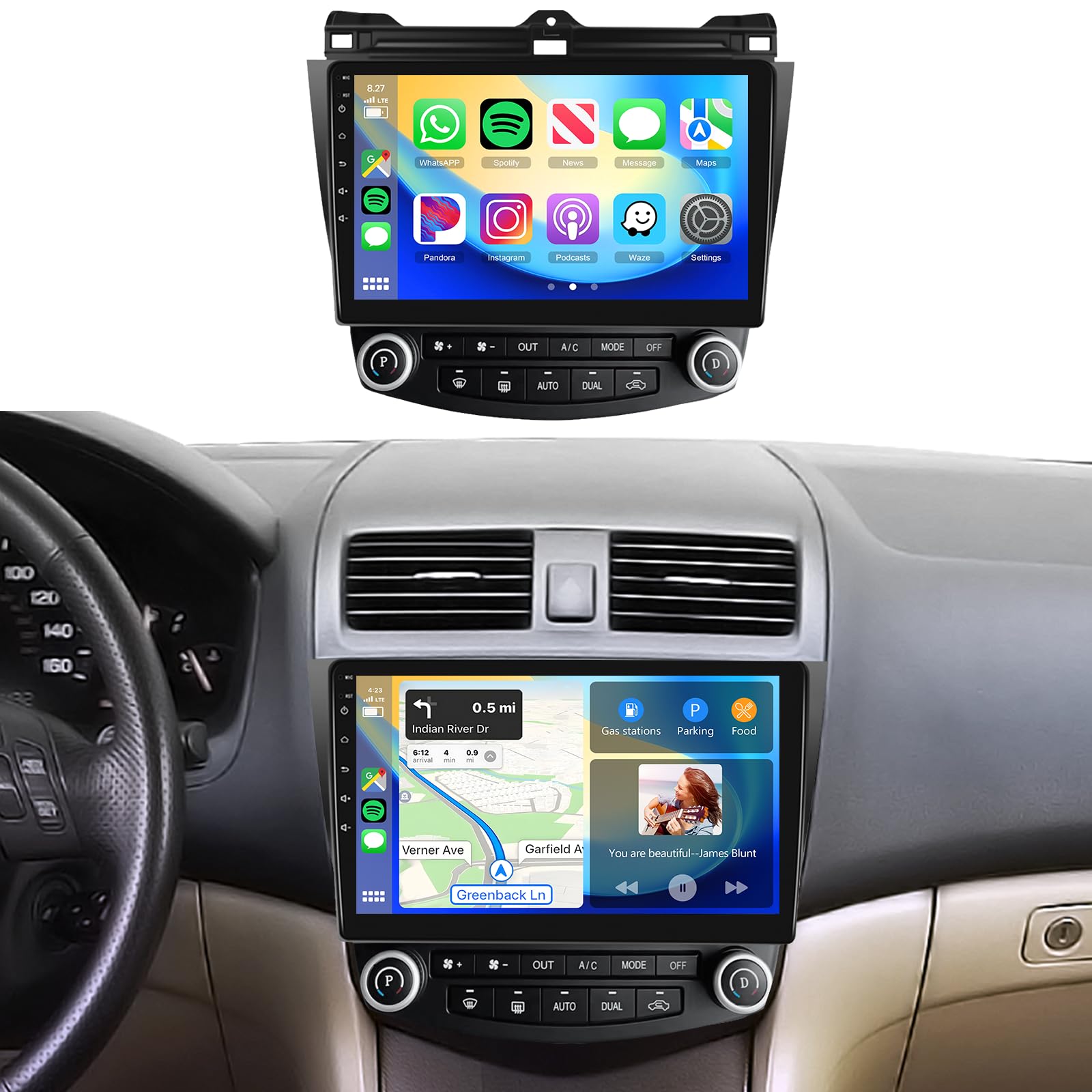 8Core 6G+128G Radio for Honda Accord 7th 2003-2007,Android 15 Car Stereo with Wireless Carplay Android Auto,10.1‘’ 1280x720P IPS Touch Screen,DSP 46EQ