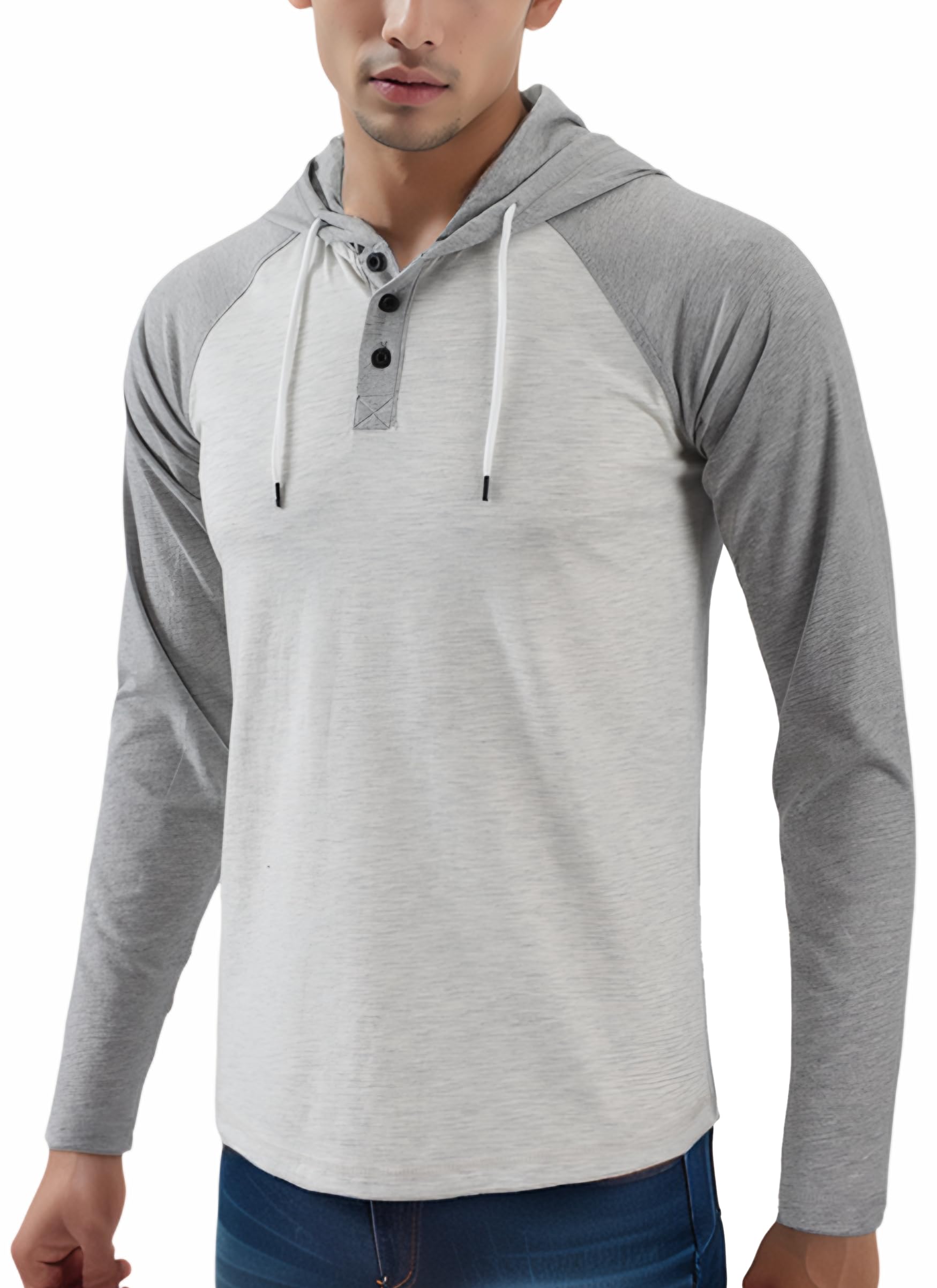 EstepobaMens Casual Athletic Fit Lightweight Active Sports Running Hiking Henley Jersey shirt Hoodie