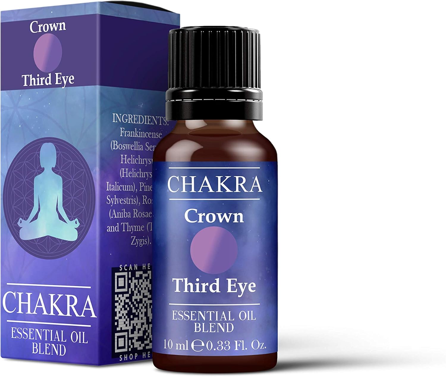 Mystix London | Crown & Third Eye Chakra Essential Oil Blend 10ml | Floral, Woody & Resinous Aroma with Frankincense & Lavender | Calming Home Fragrance