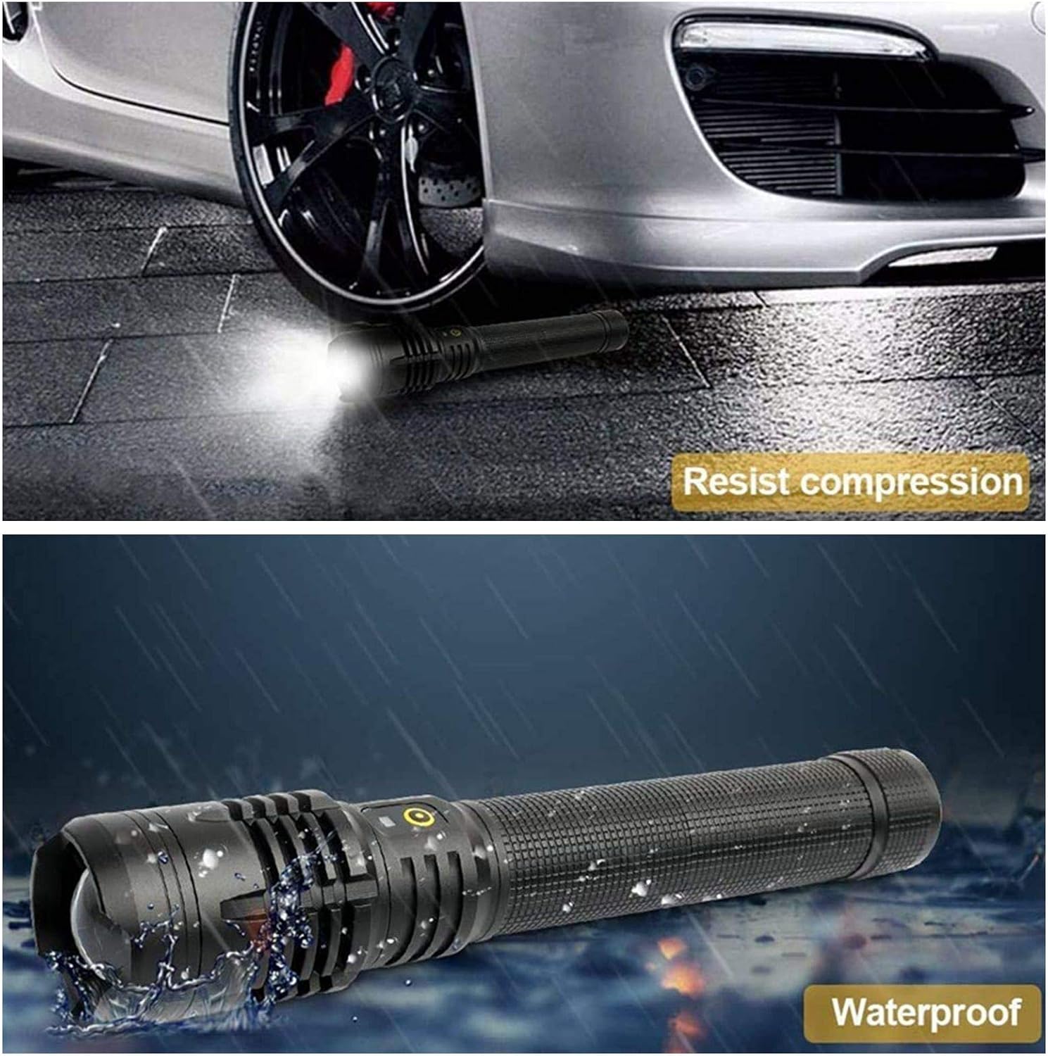 Rechargeable Flashlights 90000 High Lumens, Super Bright Led Tactical Flashlights with Batteries, 3 Light Modes, Zoomable, IPX6 Waterproof, Handheld Flashlight for Camping Emergencies Outdoors