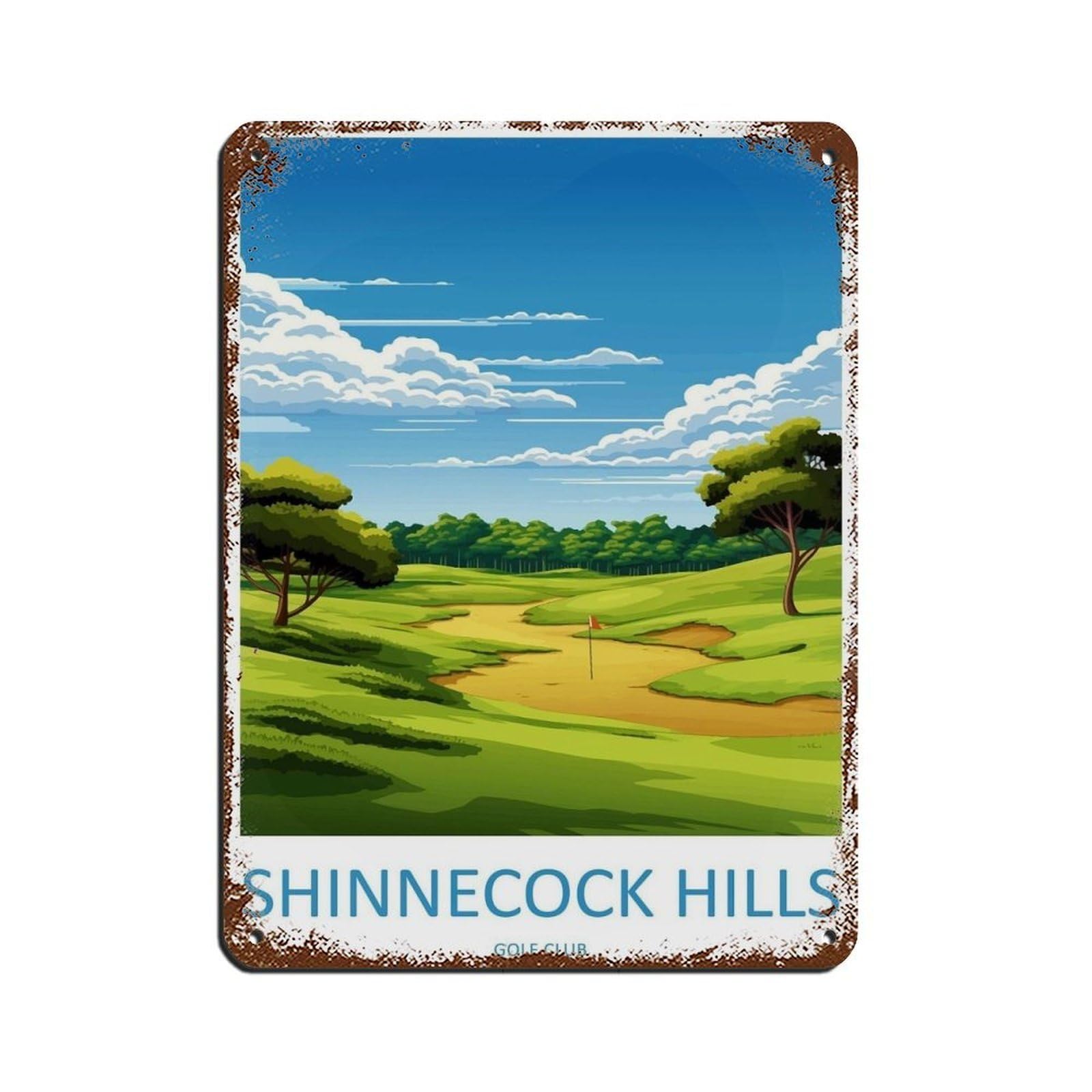 Shinne Cock Hills Golf Travel Art Tin Sign Vintage Metal Pub Club Cafe Bar Home Wall Art Decoration Poster Retro 12x16inch(30x40cm)