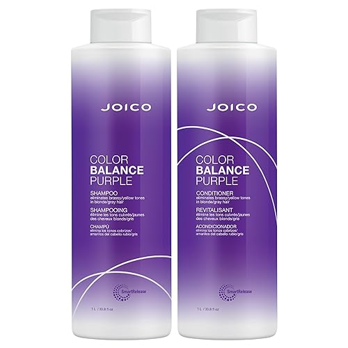 Joico Champú y acondicionador color morado Para cabello rubio o gris frío Elimina los tonos amarillos cobrizos Aumenta la vitalidad del color y