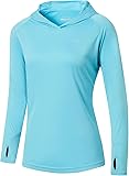 Willit Women's UPF 50+ Sun Protection Hoodie SPF Shirt Long Sleeve Hiking Fishing Outdoor Shirt Lightweight Hoodie Blue Small