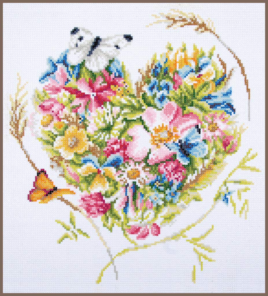 Lanarte Diamond painting kit Coeur de fleurs loisir créatif adulte