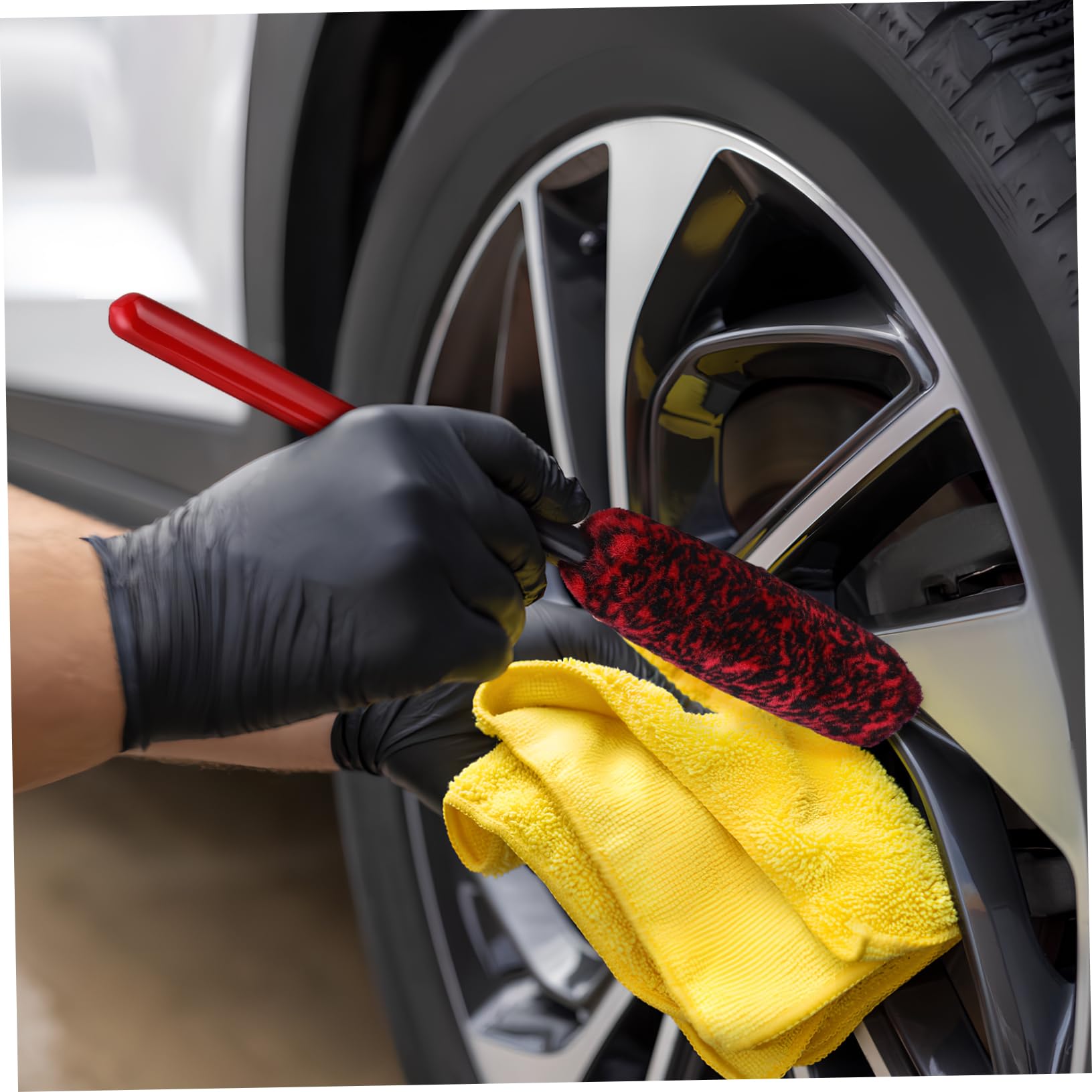 3pezzi Spazzole per Ruote Auto Flessibile Spazzole per Pneumatici Auto Facili Usare