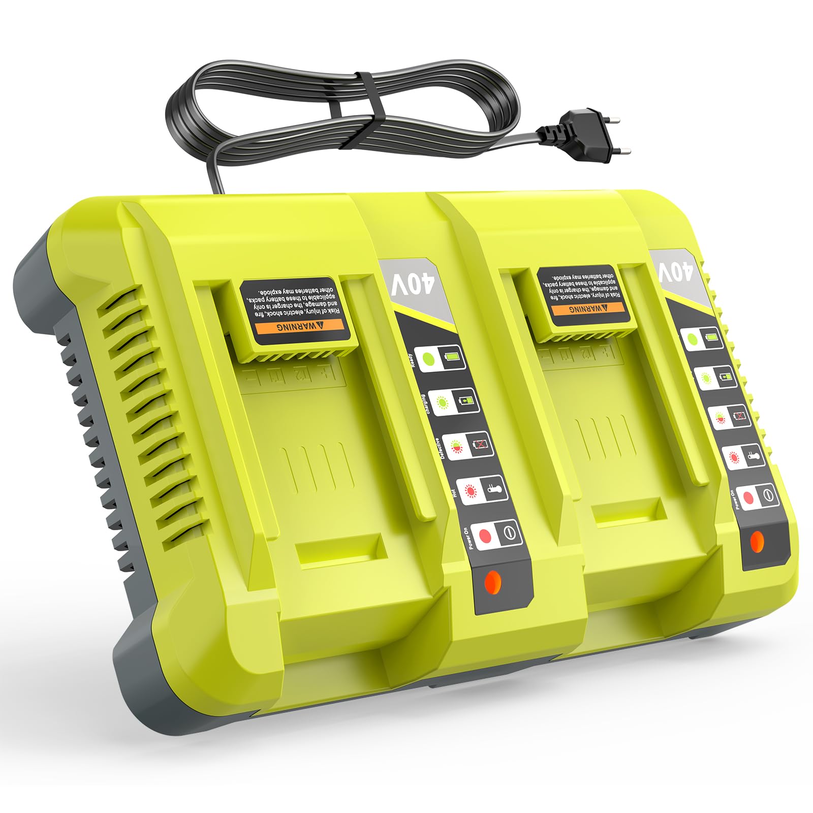 LabTEC Caricabatterie per RB OP401 Dual Port, batteria al litio da 40 V, compatibile con OP4015 OP4026 OP4040 OP4050, 40 Volt RB Battery Charger (EU Plug)