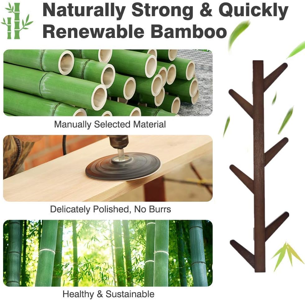 Coat Rack, Coat Rack Wall Supports Over 120 lbs Goods Bamboo Modern 6 Hooks Hat Rack for Bags Scarves Clothes Handbag Umbrella In Bedroom Bathroom Made In USA : Home & Kitchen