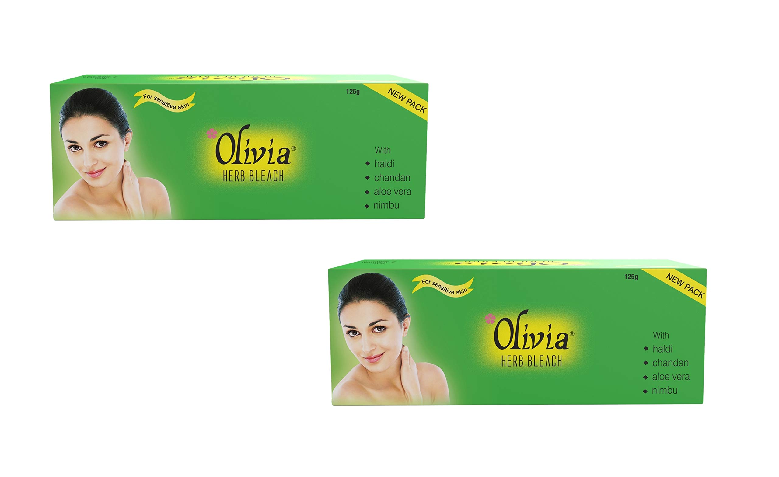 OliviaHerb Bleach For Sensitive Skin 125g With Haldi|Chandan|Aloe Vera|Nimbu - Pack of 2
