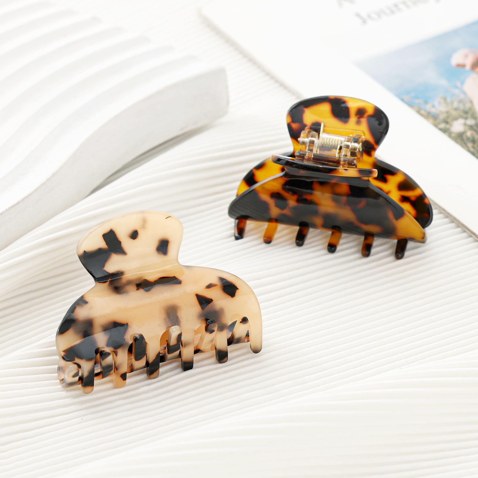2Pcs Small Medium Hair Claw Clips for Women Tortoise Shell Claw Hair Clips for Thin Fine Medium Thick Hair - Image 3