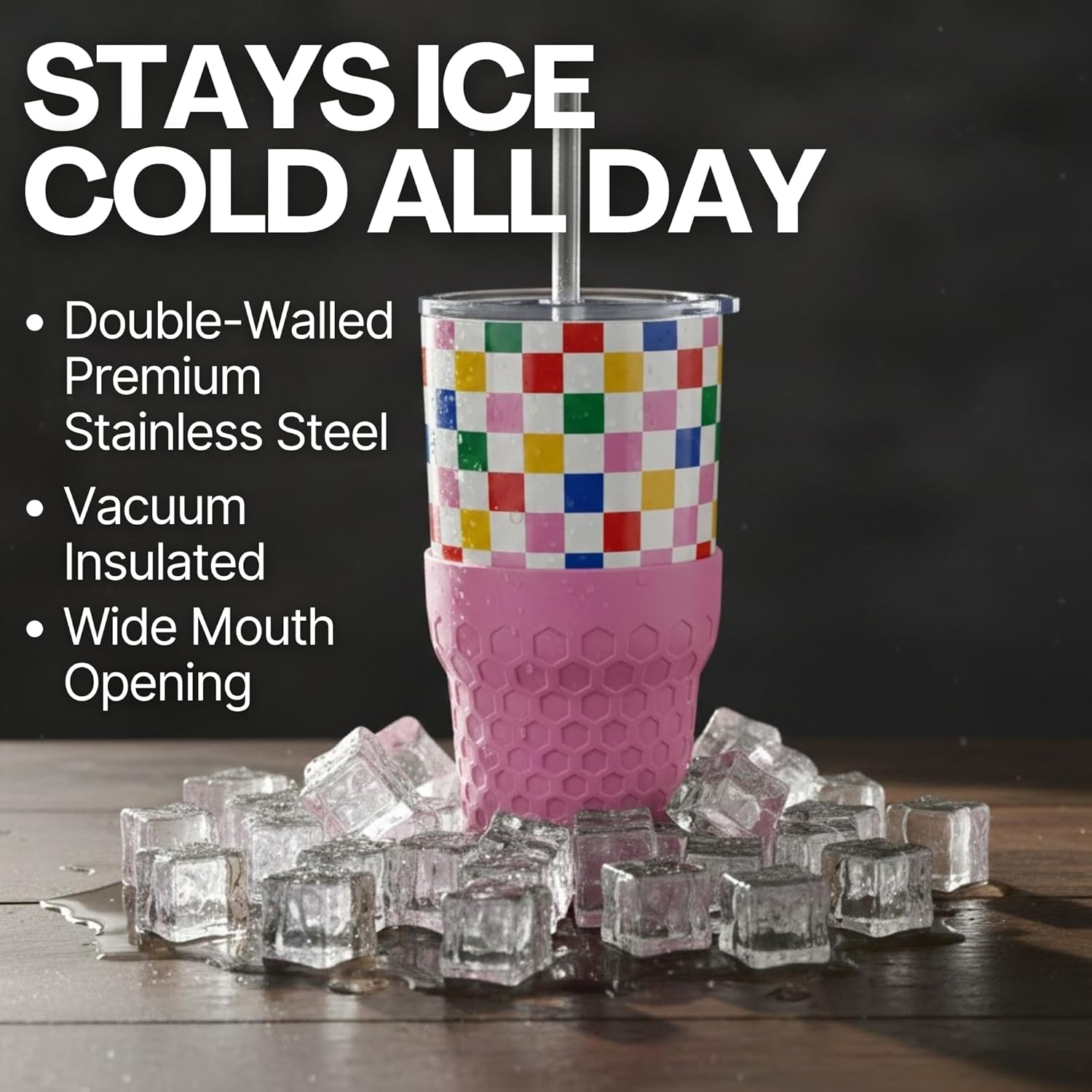 Biddlebee 30oz Desert Dreams Tumbler with Straw and Lid – Southwestern Insulated Stainless Steel Cup for Women – Giftable Water Bottle with Boho Tassel Charm and Sand Silicone Boot - Image 3