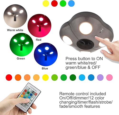 Miniatura 9 de Luz de sombrilla que funciona con pilas, 12 luces RGB que cambian de color para sombrilla de patio, luz de mesa con poste de paraguas, luz exterior