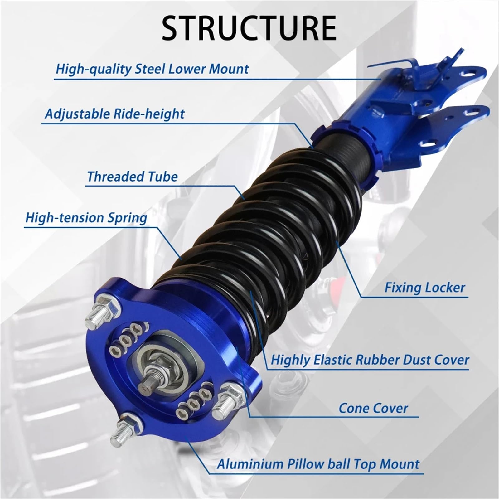 Amortyzatory samochodowe Air Suspension Zestaw obniżający amortyzatory Coilovers do Hondy Civic 2006-2011, regulowane na wysokość amortyzatory Coilovers(8)