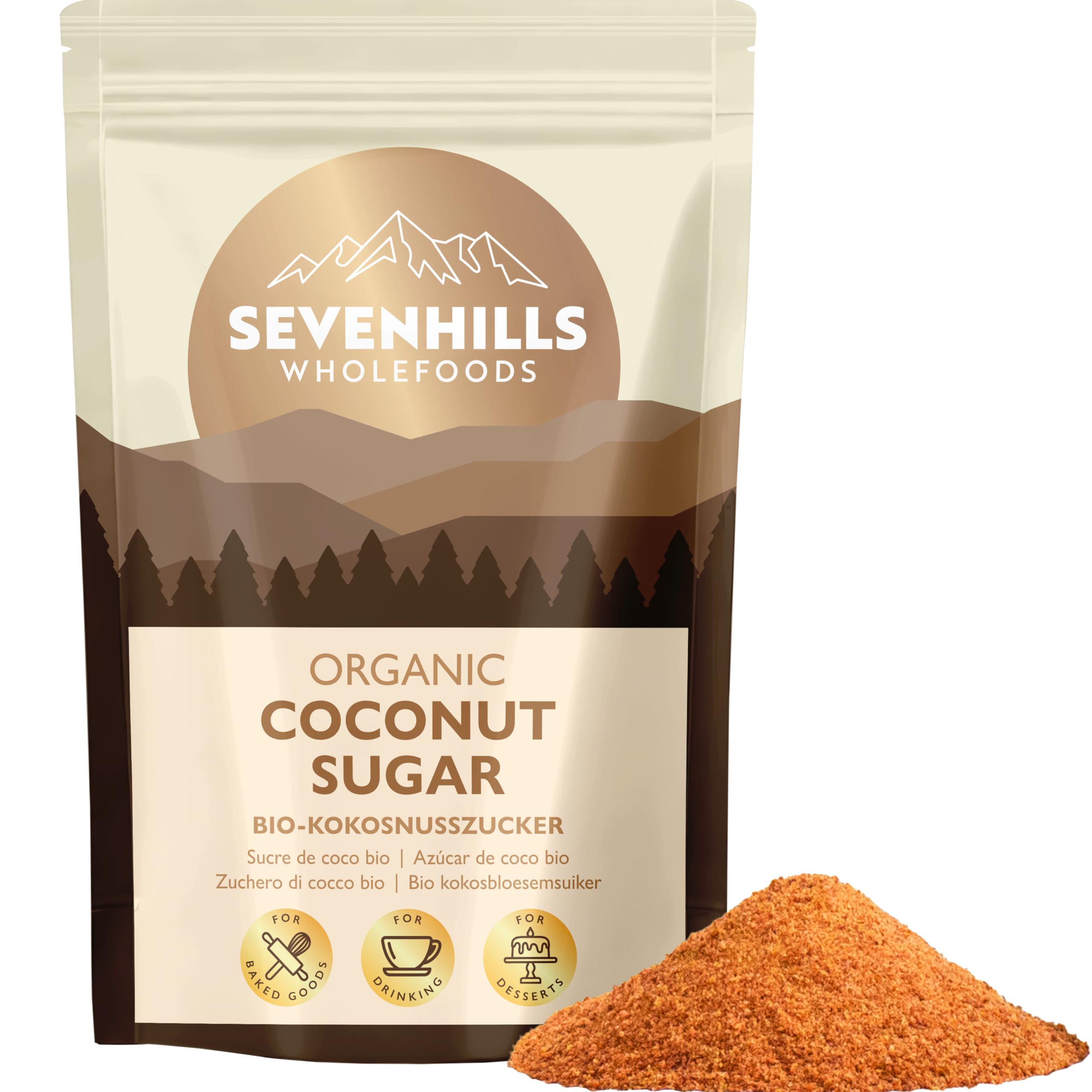 Sevenhills Wholefoods Bio Kokosblütenzucker 1.8 kg, unraffiniert, für Getränke, Desserts & Backwaren