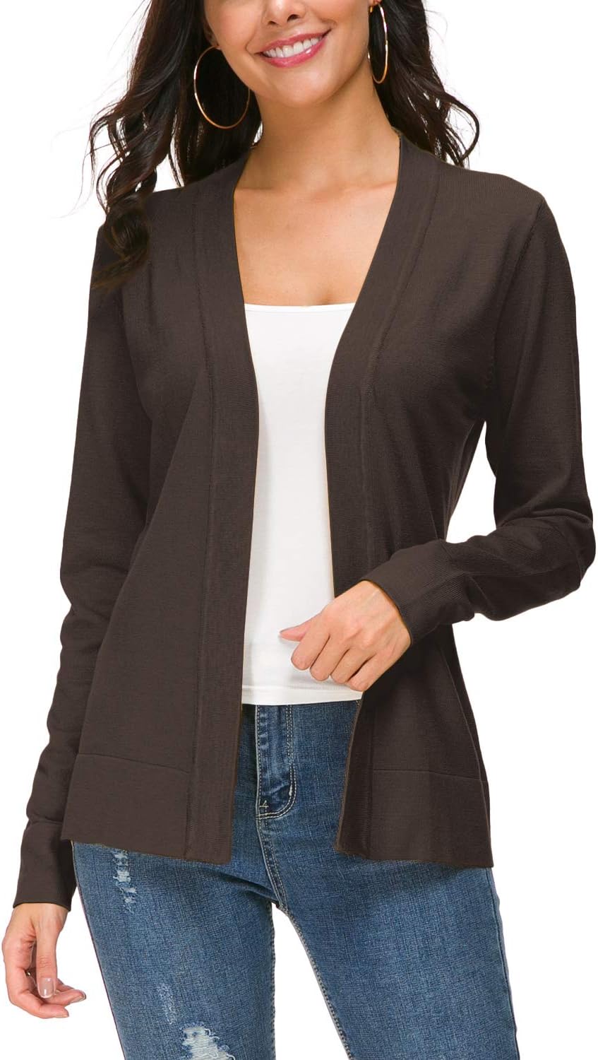 Urban CoCo Women's Long Sleeve Open Front Knit Cardigan Sweater