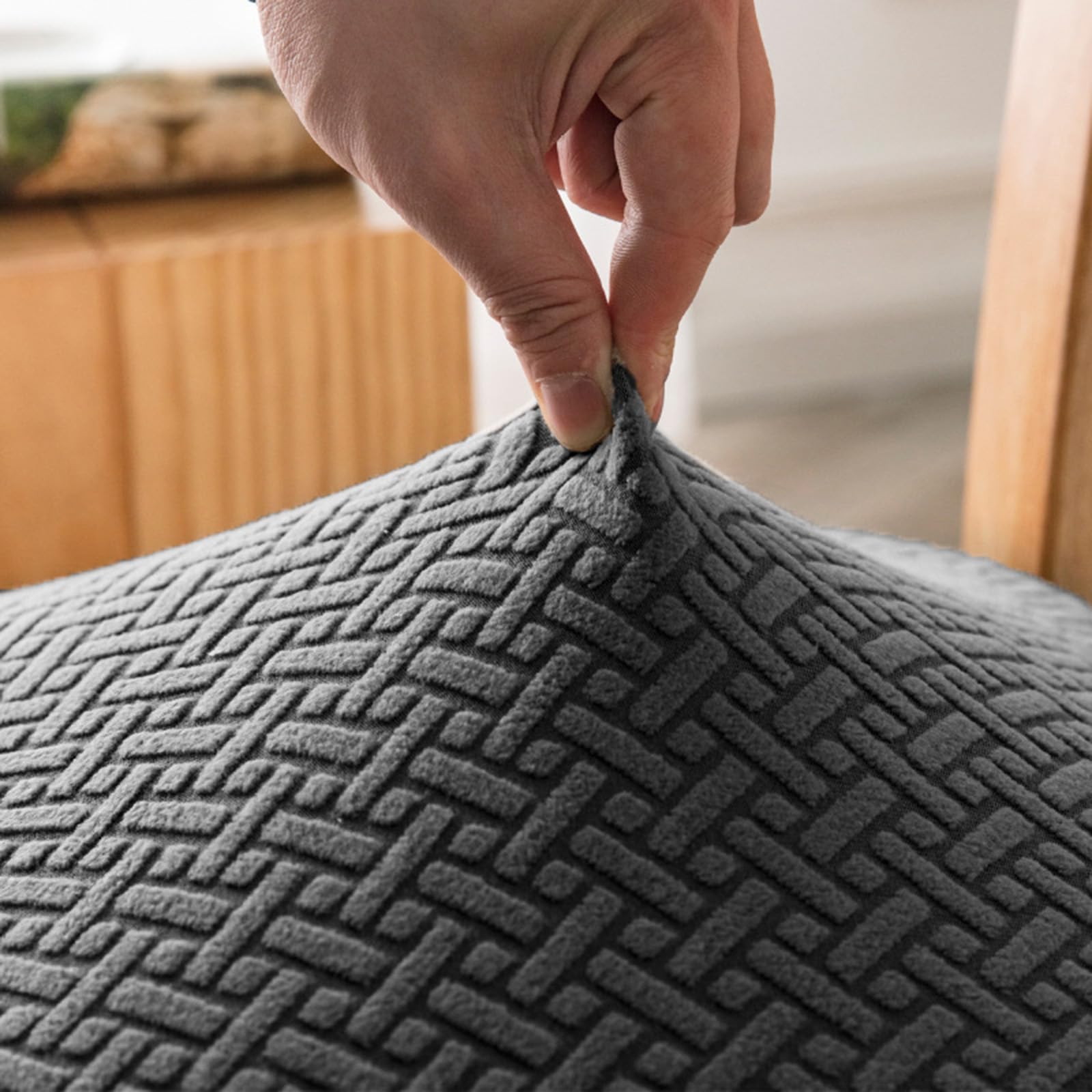 2 Stück Hockerbezüge Rechteckig Elastisch Rechteckig Elastisch Jacquardfür Holzbank, Metall (Schwarz)