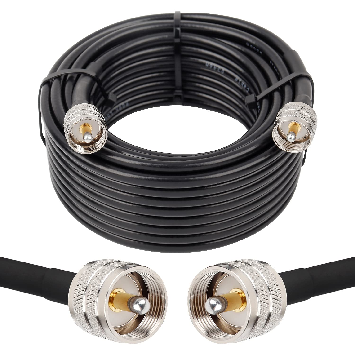 MOOKEERF RG8x Coaxial Cable 35ft,CB Coax Cable 50 Ohm,UHF PL259 Male to Male Low Loss CB Antenna Extension for HAM Radio,VHF Radio,SWR Meter,Dummy