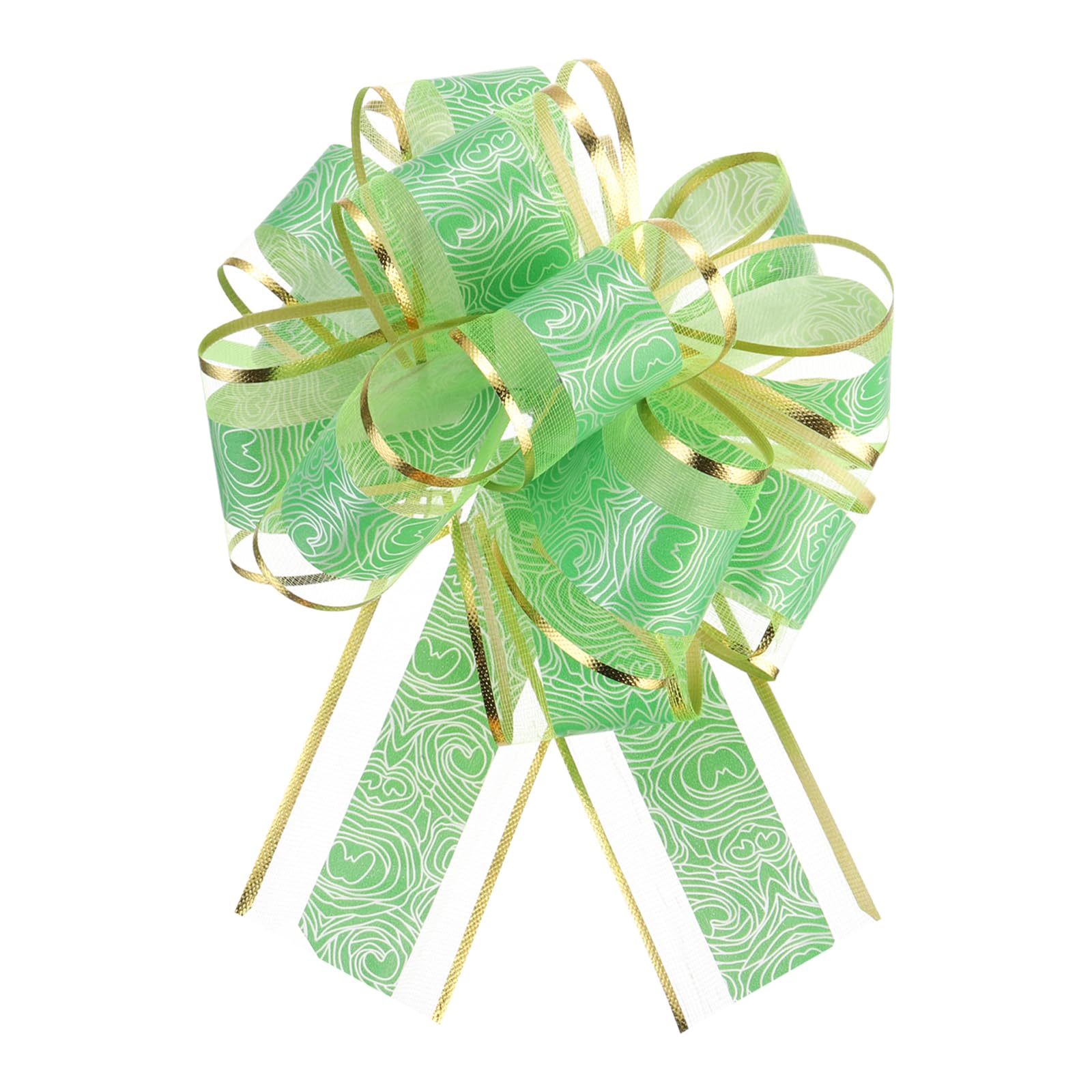 sourcing map 10pcs 8 Inch Large Pull Bow Gift Wrapping Bows Ribbon Organza Green for Wedding Baskets Presents Christmas Valentine's Day Party