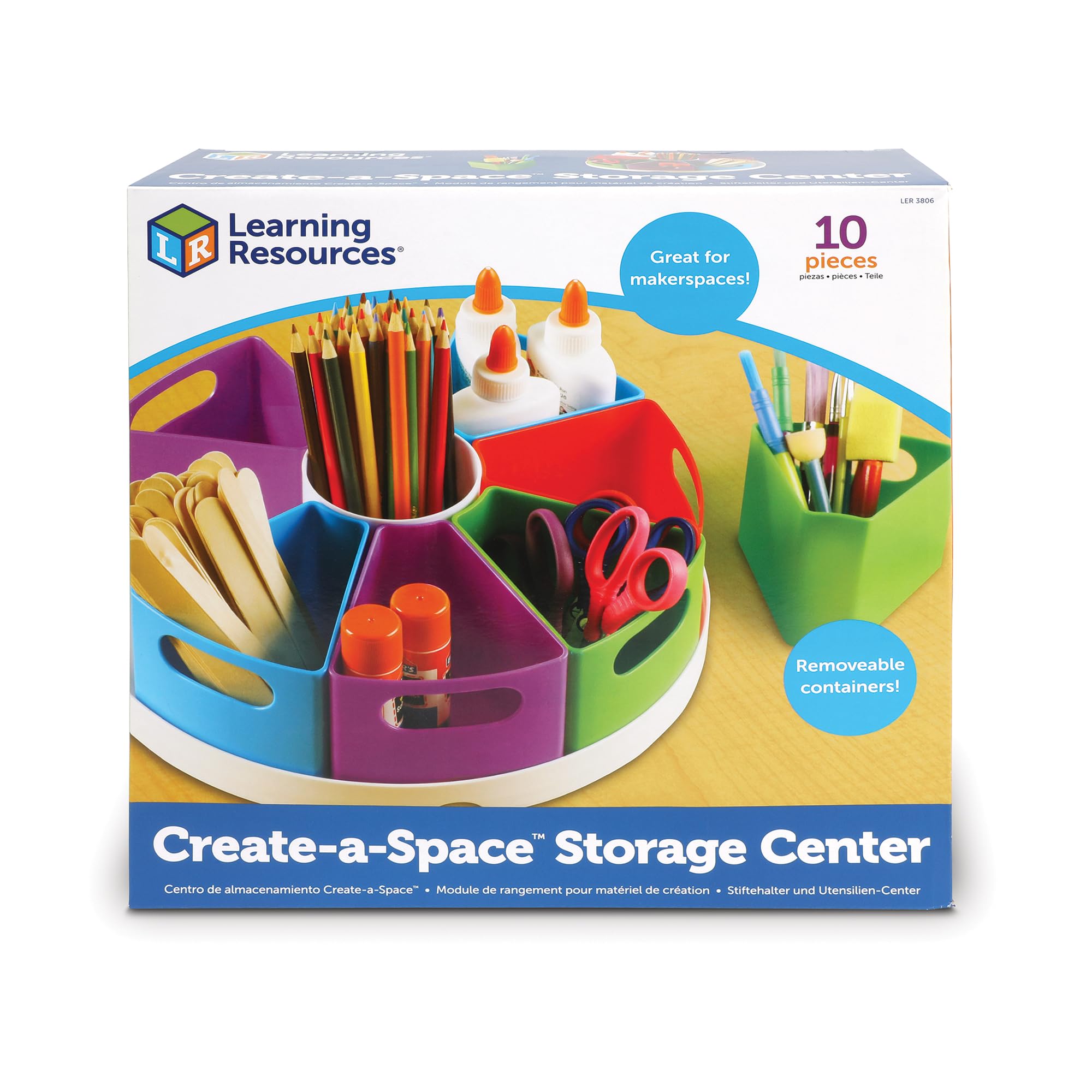 Learning Resources Create-a-Space Storage Center, Original Classroom Caddy | Toy Desk Organizer, Classroom Workspace Must Haves, Homeschool Organization, Arts & Crafts, Caddy, Office & Teacher Supplies, Multicolor, Desk Organizer