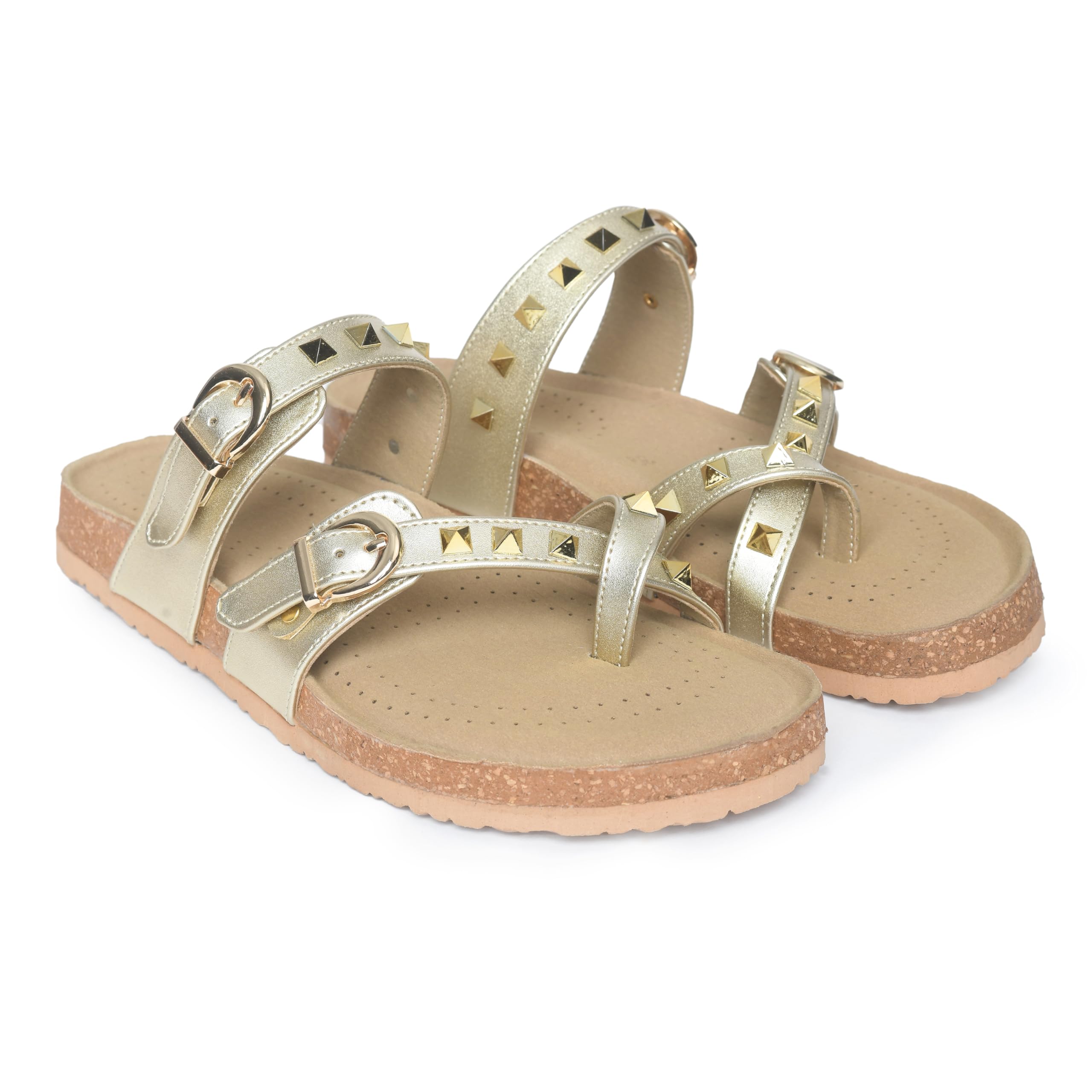 GLAMSTREET PU Leather Cork sandals for women| Denim Edition | Fashion trendy natural cork & EVA sole sandals for women | Built-in arch support, Shoe Size -5, Gold (B0D4HSVT4H) Amazon Price History, Amazon Price Tracker