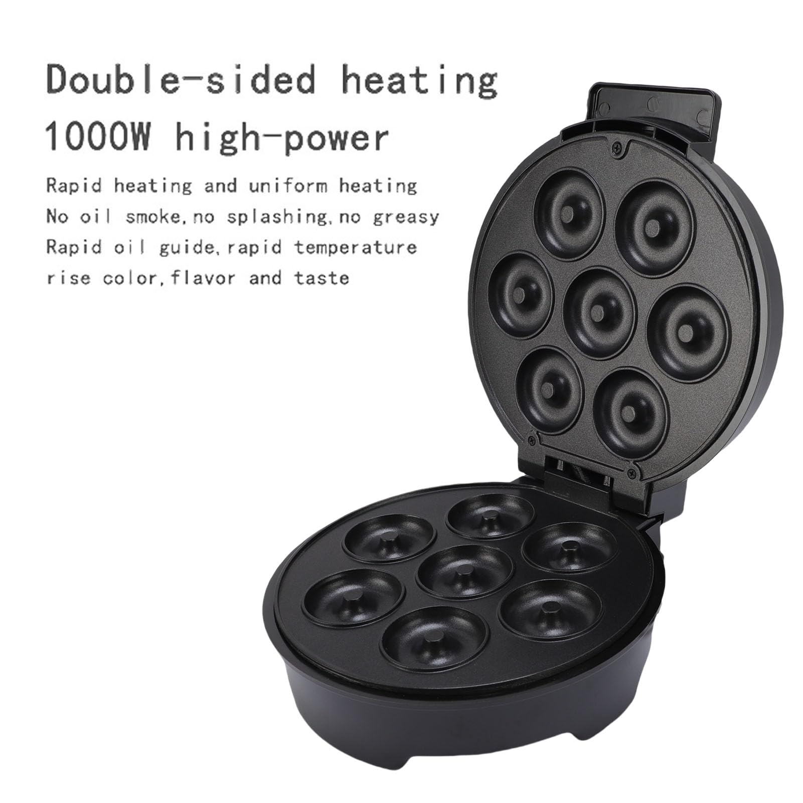 HETHLIF Donut Maker Machine pour le Petit-déjeuner, Collations, Desserts avec Non Bâton, Machine de Beignet électrique de Chauffage Double Face pour la Maison Noire, Fait 7 Beignets, (Plug 220V EU)