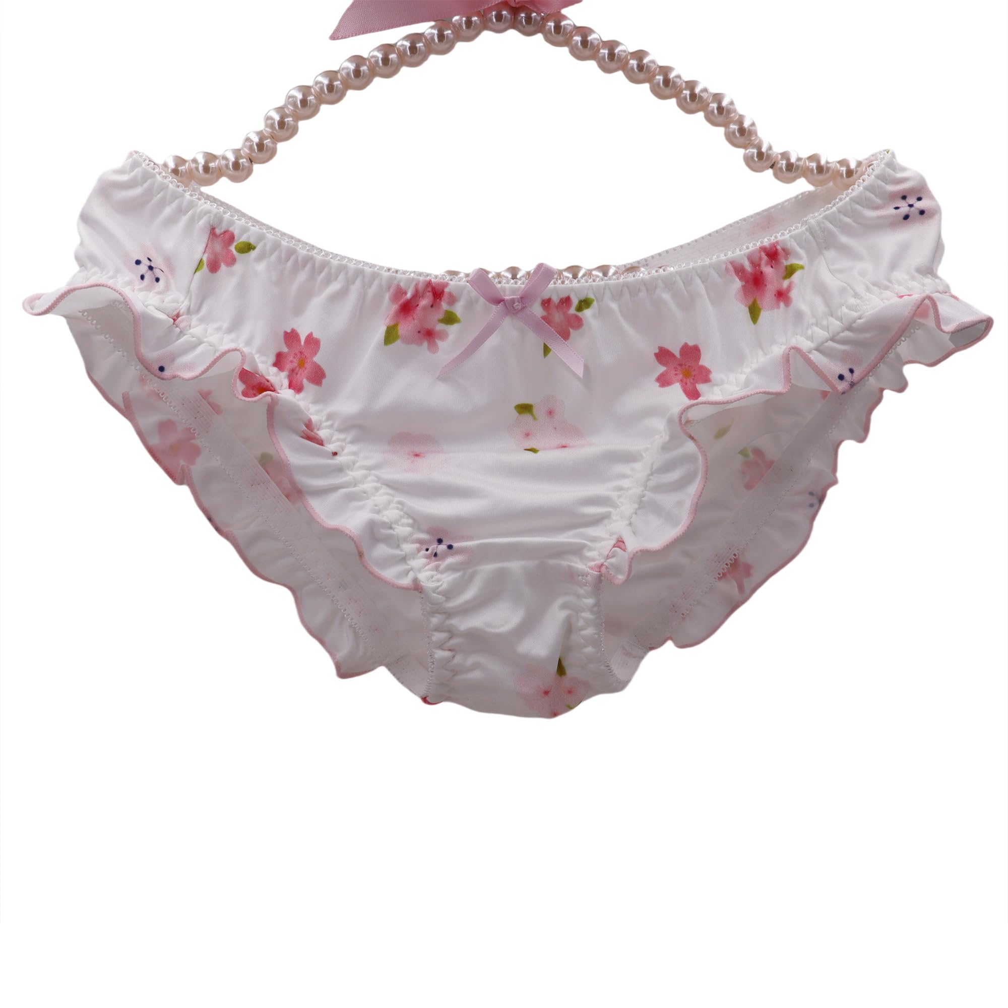 EasyTalk Kawaii Anime Character Women's Cute Panties, Lolita Pants, Bowknots Cartoon Print Underwear, Soft Rayon Fabric, fit for High School Students (UK, Alpha, XL, Regular, Regular, Cherry Blossom)