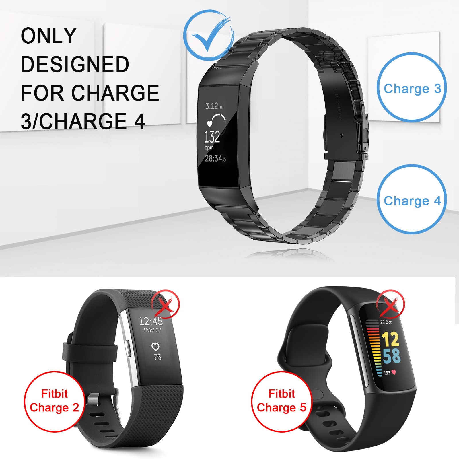 Amazon | Fitbit Charge3バンド/Fitbit Charge4バンド フィットビット 