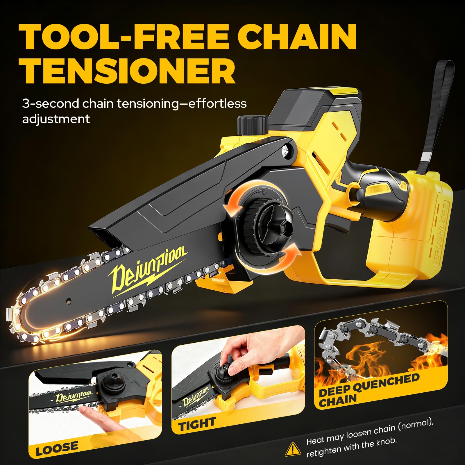 Mini motosierra inalámbrica compatible con batería Dewalt de 20 V máximo, motosierra eléctrica pequeña de 6 y 8 pulgadas, sin escobillas, engrasador automático, sierra de árbol de poda de mano, regalo