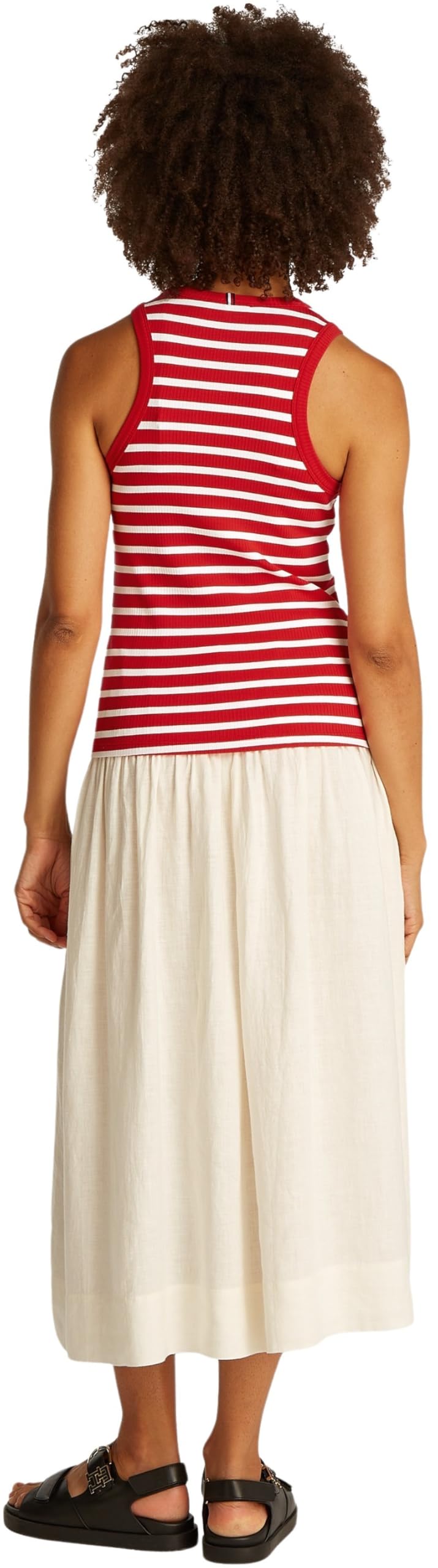 Tommy Hilfiger Damen Top Slim Rib Tank Top mit Stretch, Mehrfarbig (Primary Red/Ecru STP), L – Ansicht 2