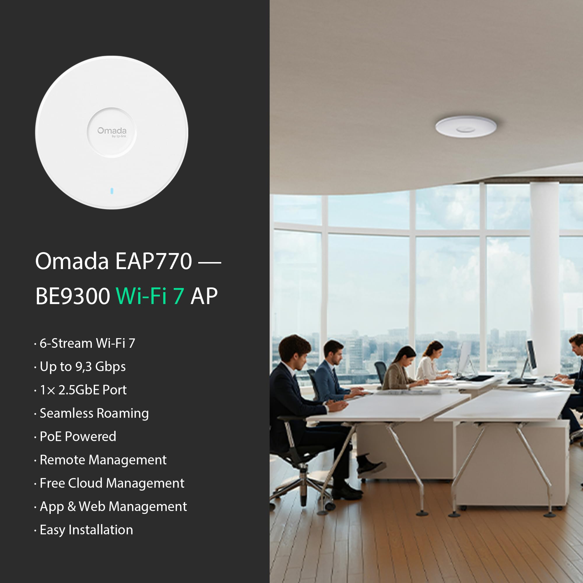Router Wifi TP-Link Omada EAP770 - Tri-Banda, Hasta 11 Gbps, Puerto 2.5 GbE, PoE, Para Techo Punto De Acceso Wifi 7