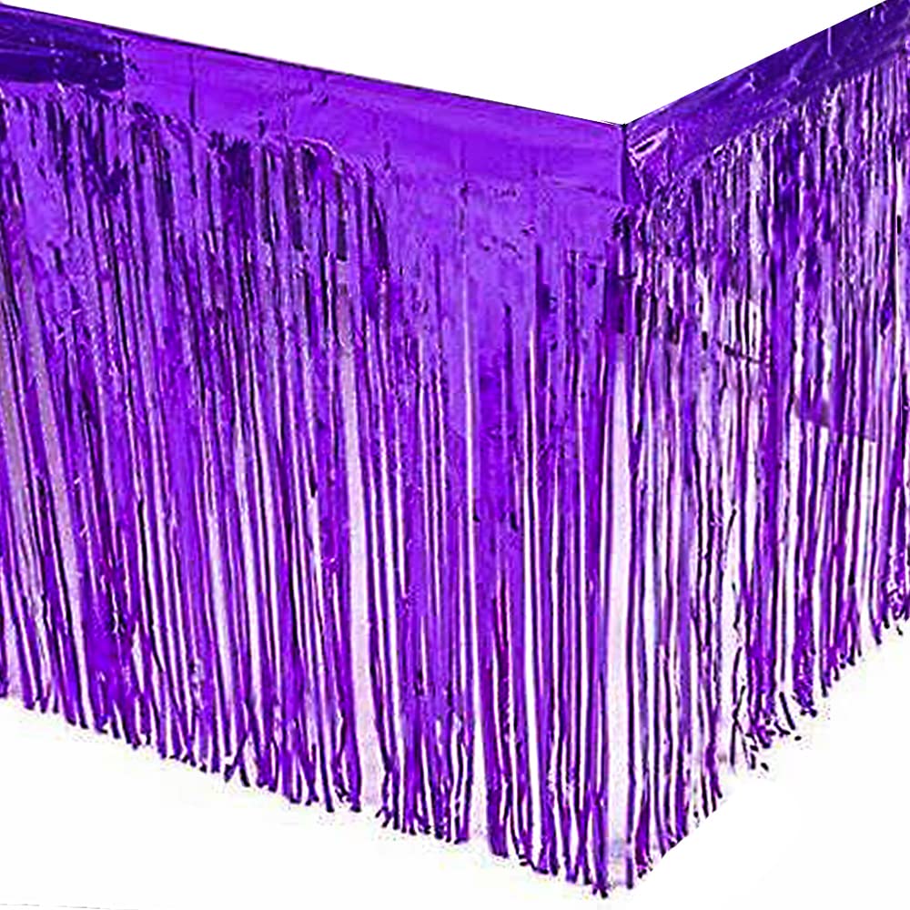 Metallic Blue Foil Fringe Table Skirt | Party Supplies & Decorations - View #10
