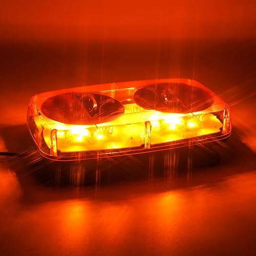 Miniatura 8 de RONSTA Luces estroboscópicas LED de emergencia en el techo, 12V-24V ámbar 48 luces LED intermitentes de seguridad con magnético y cable recto de 16