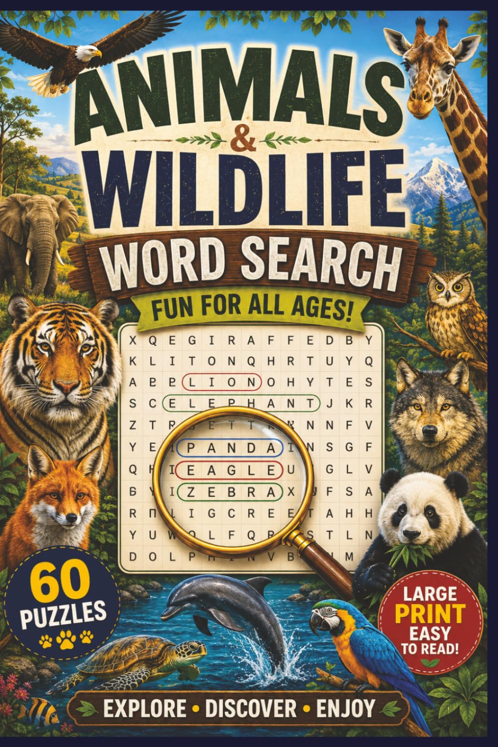 Animals and Wildlife Word Search: 60 Fun Filled Word Search Puzzles for All Ages