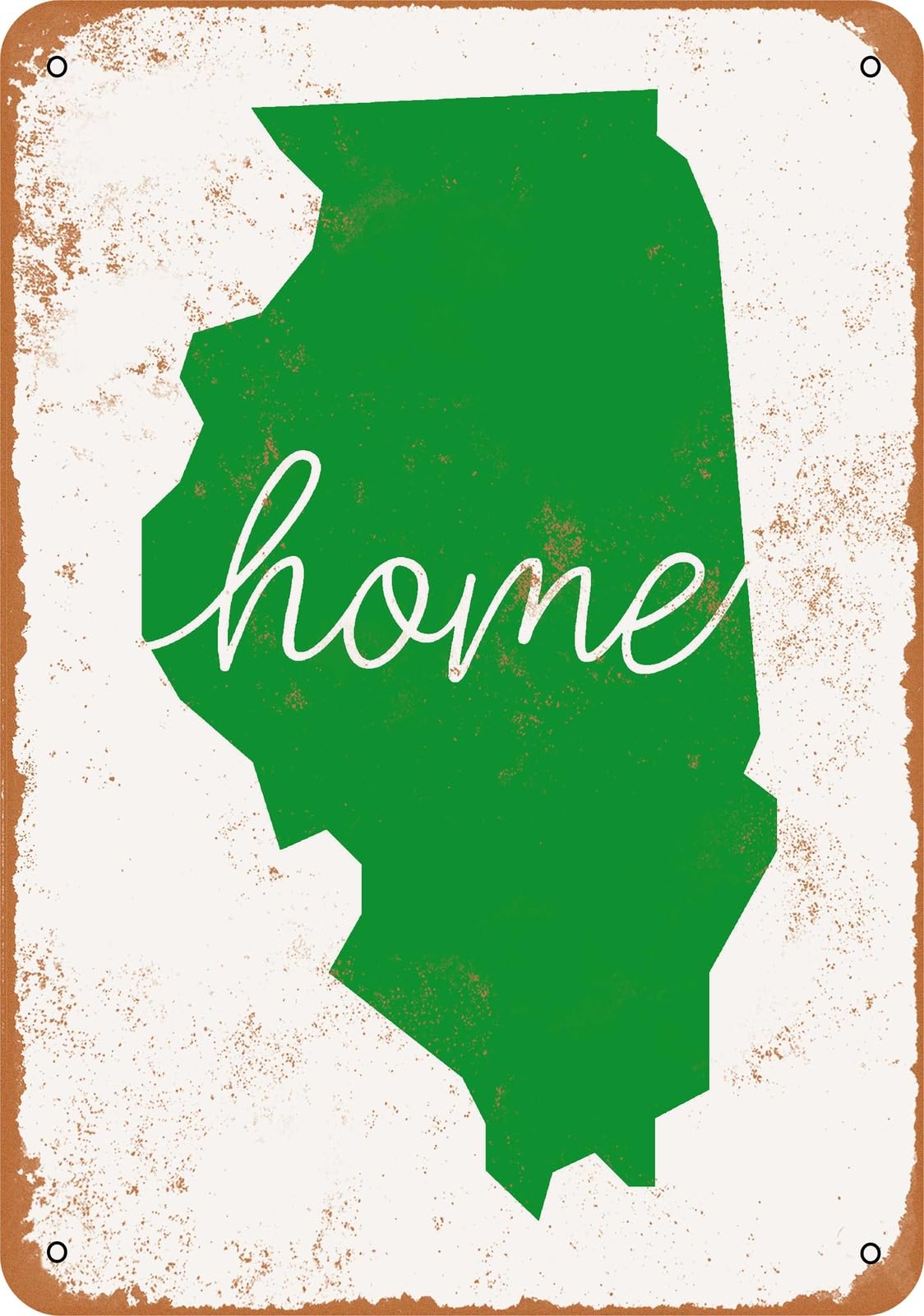 Miaomansenstore Metal Sign - Home Illinois - Vintage Look Home Decor