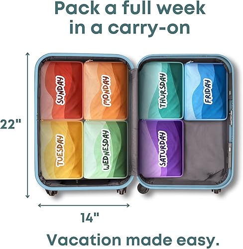 Miniatura 2 de Juego de 7 cubos de embalaje para niños y bebés, días de la semana, organizadores diarios de maletas para niños y niñas, campamento de verano,