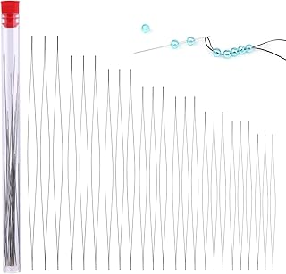 24 Pcs Beading Needles Set Big Eye Collapsible Beading Needles with Storage Tube for Bracelets and Jewelry Making