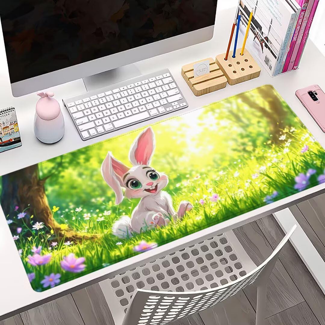 Podkładka pod mysz do gier, królik, duża podkładka pod mysz XXL, 1800 x 900 mm, gamingowa podkładka pod mysz, urocza mata na biurko, zwiększona precyzja i prędkość, zapewniająca stabilny chwyt na