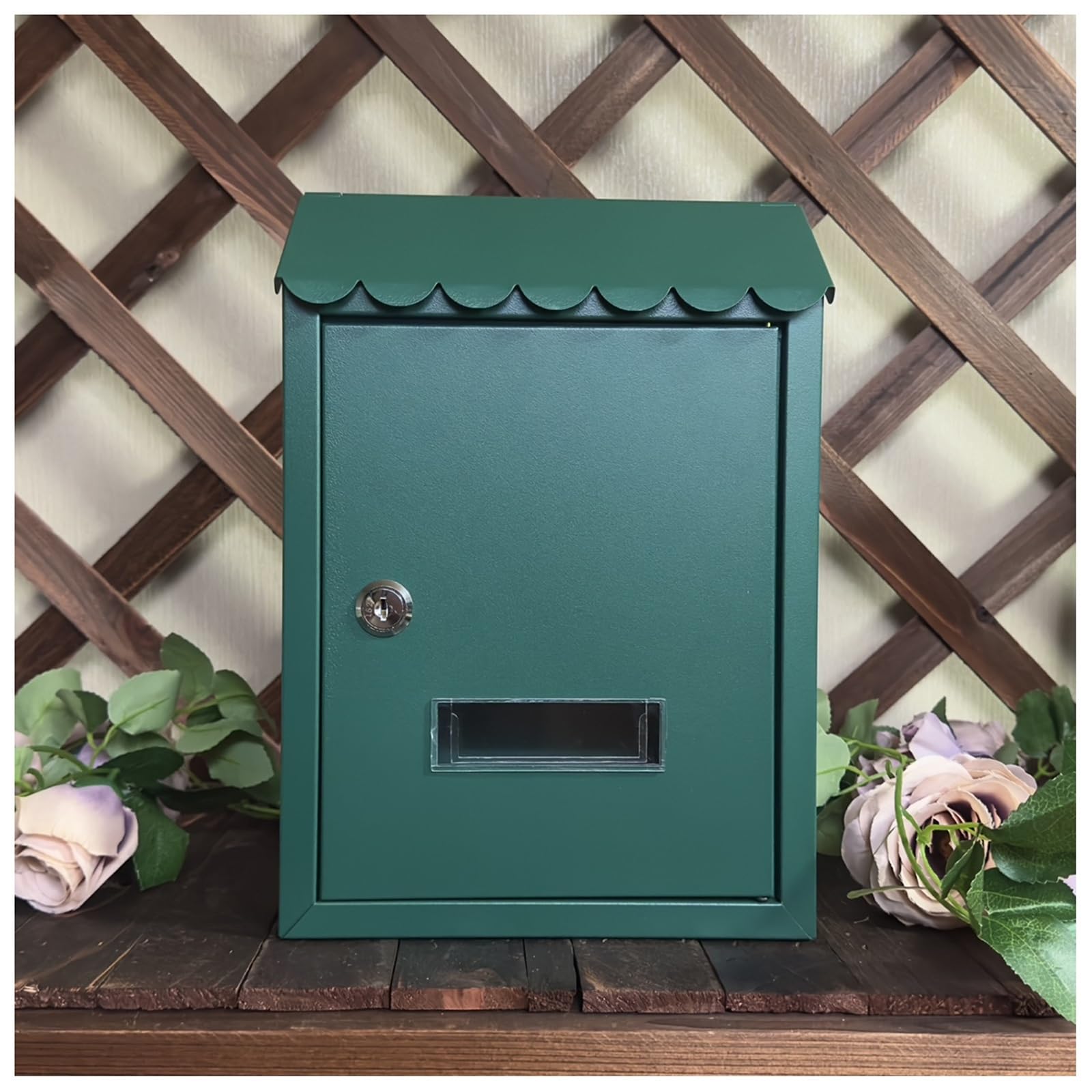 NQNFWCRJ European Lockable Metal Mailbox Home Wall Mounted Letterbox Outdoor Rainproof and Water Proof Mailboxes with Transparent Viewing Port