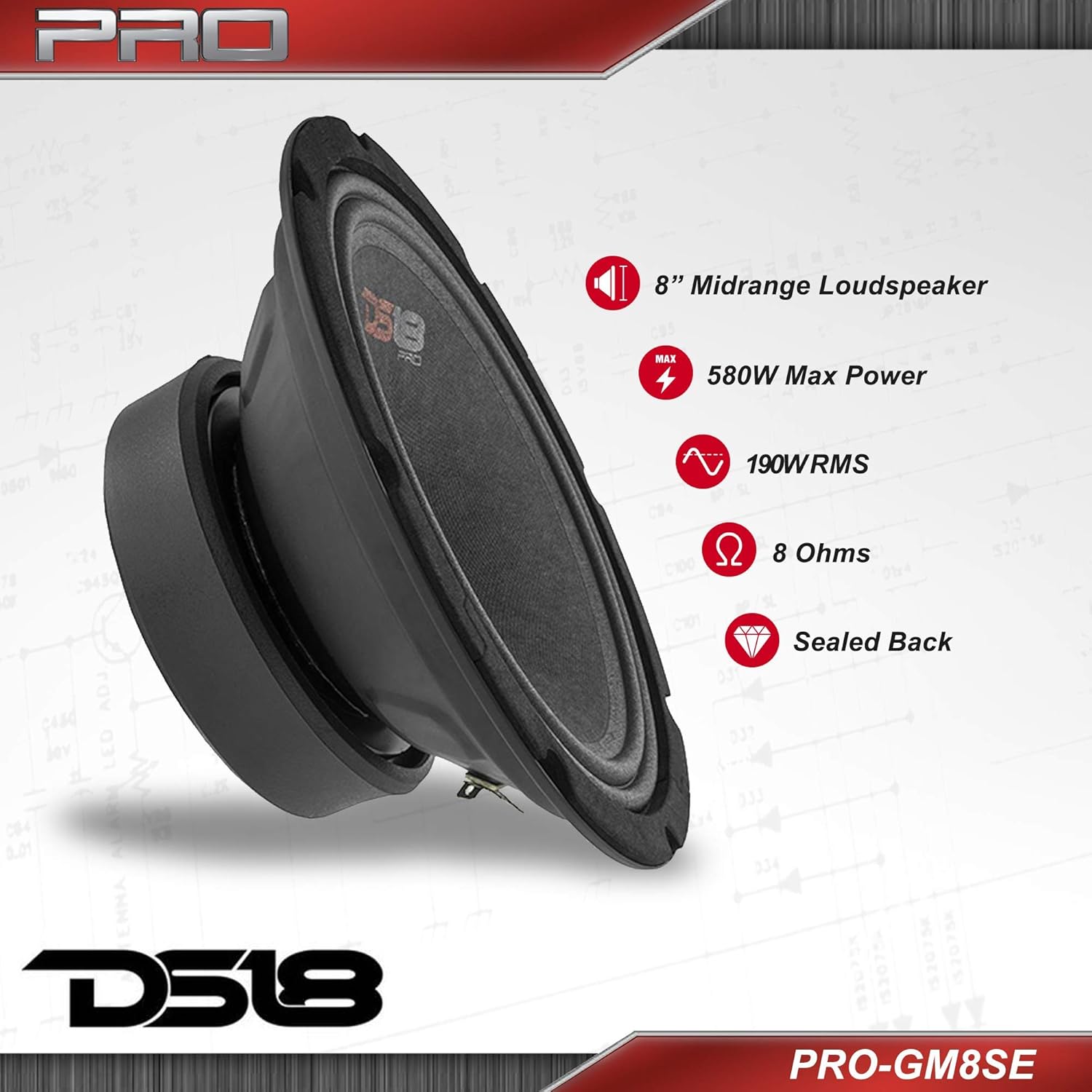 DS18 Pair of 6.5" Midrange Speakers with Pair of Fast Ring Speaker Baffle 480W Max, 8 Ohms - Quality Audio Door Speakers for Car or Truck Stereo Sound System (2 Speakers and Pair of Speaker Baffles)