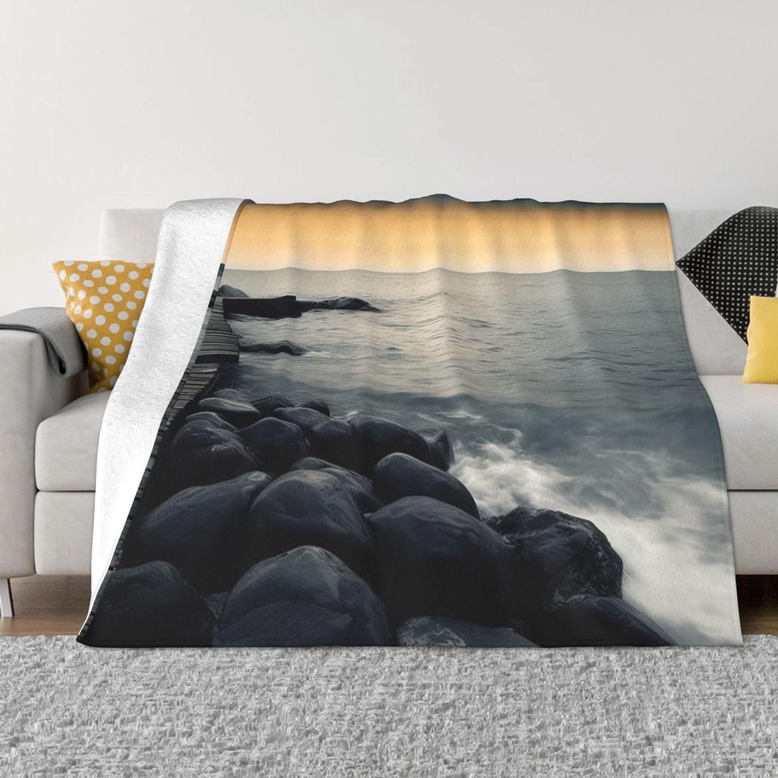 Couverture flanelle micro-polaire 152x127 cm douce et légère pour canapé