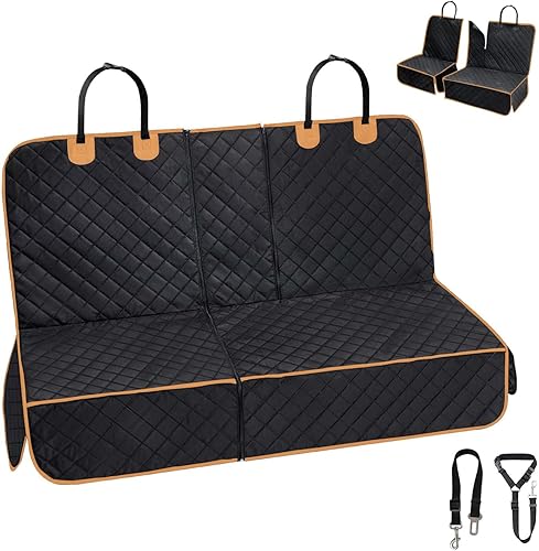 FURRYFECTION Funda de asiento de automóvil para perros 4 en 1 para asientos traseros y asiento delantero, protector convertible impermeable a prueba