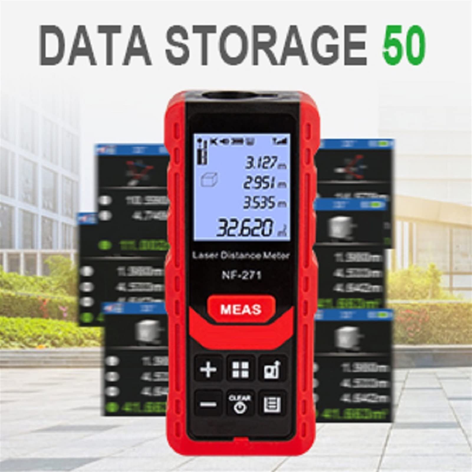 AmAzwi Tester di Rete NF-271 Misuratore di Distanza 40M 80M Roulette Elettronica Telemetro a Nastro Digitale Strumento di Test Professionale for Righello Risultati chiaramente definiti(Size:40m)