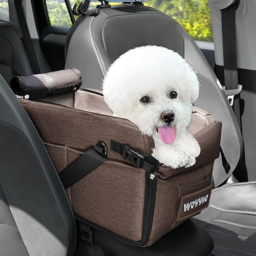 WOYYHO Asiento de automóvil para perro para consola de perro pequeño, asiento de automóvil para perro, asiento elevador para mascotas para