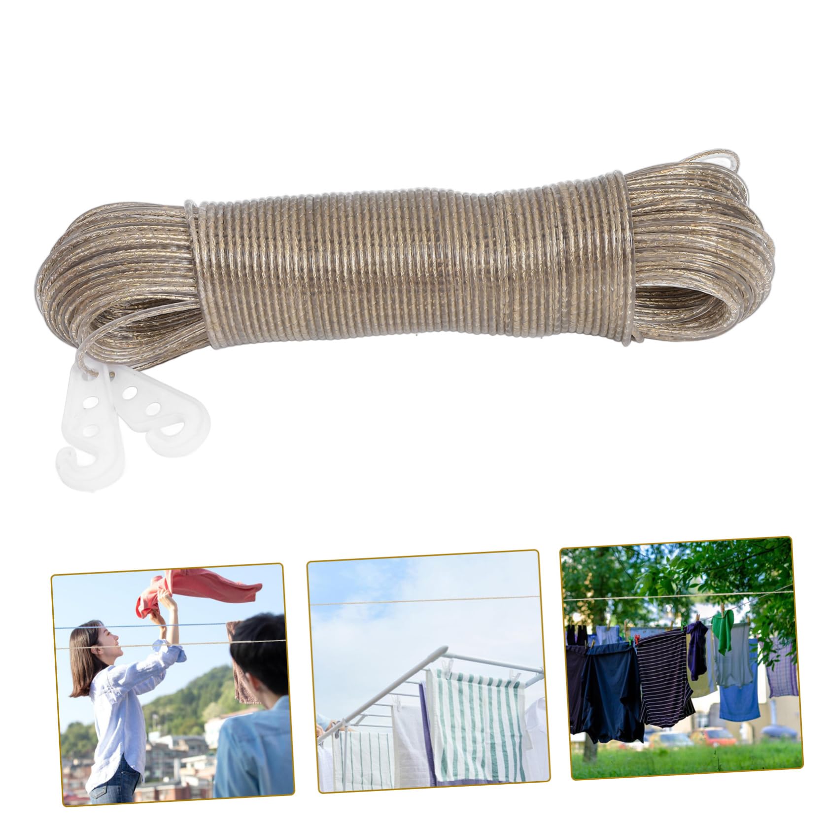 PRETYZOOM 3st Robustes Wäscheseil Mit Stahlkern Wäscheleine Für Draußen Wäscheleine Drinnen Zum Trocknen Reise Seil Zum Aufhängen Von Kleidung Stahldrahtpvc Transparent