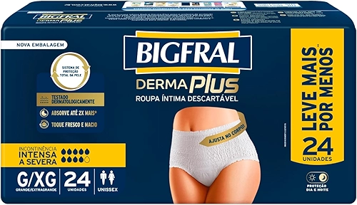 Roupa Íntima Bigfral Derma Plus G/XG 24 Unidades