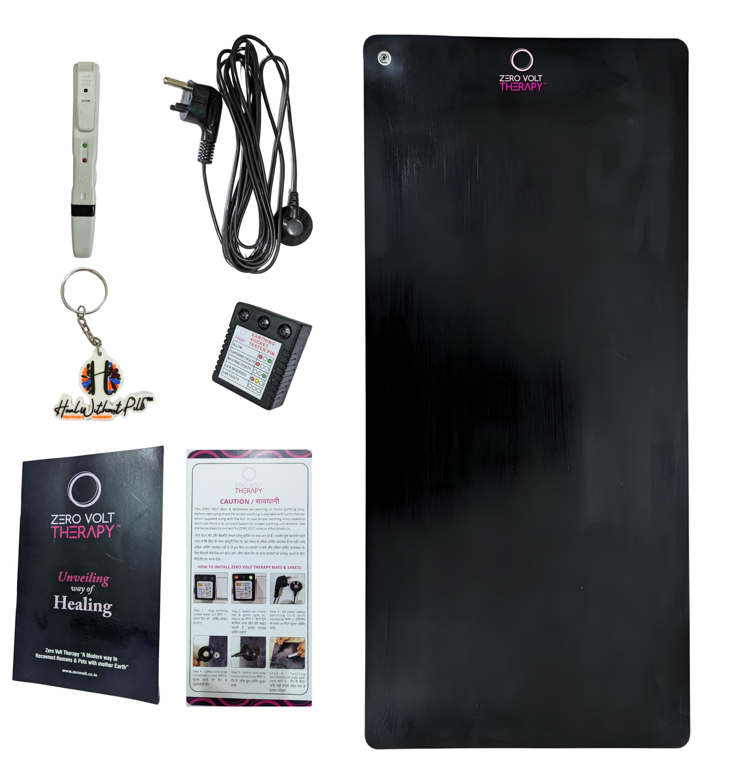 Universal Kit – Earthing, Grounding & Meditation Mat Natural Rubber for Better Sleep, Reduced Inflammation, Improved Circulation & Enhanced Well-Being