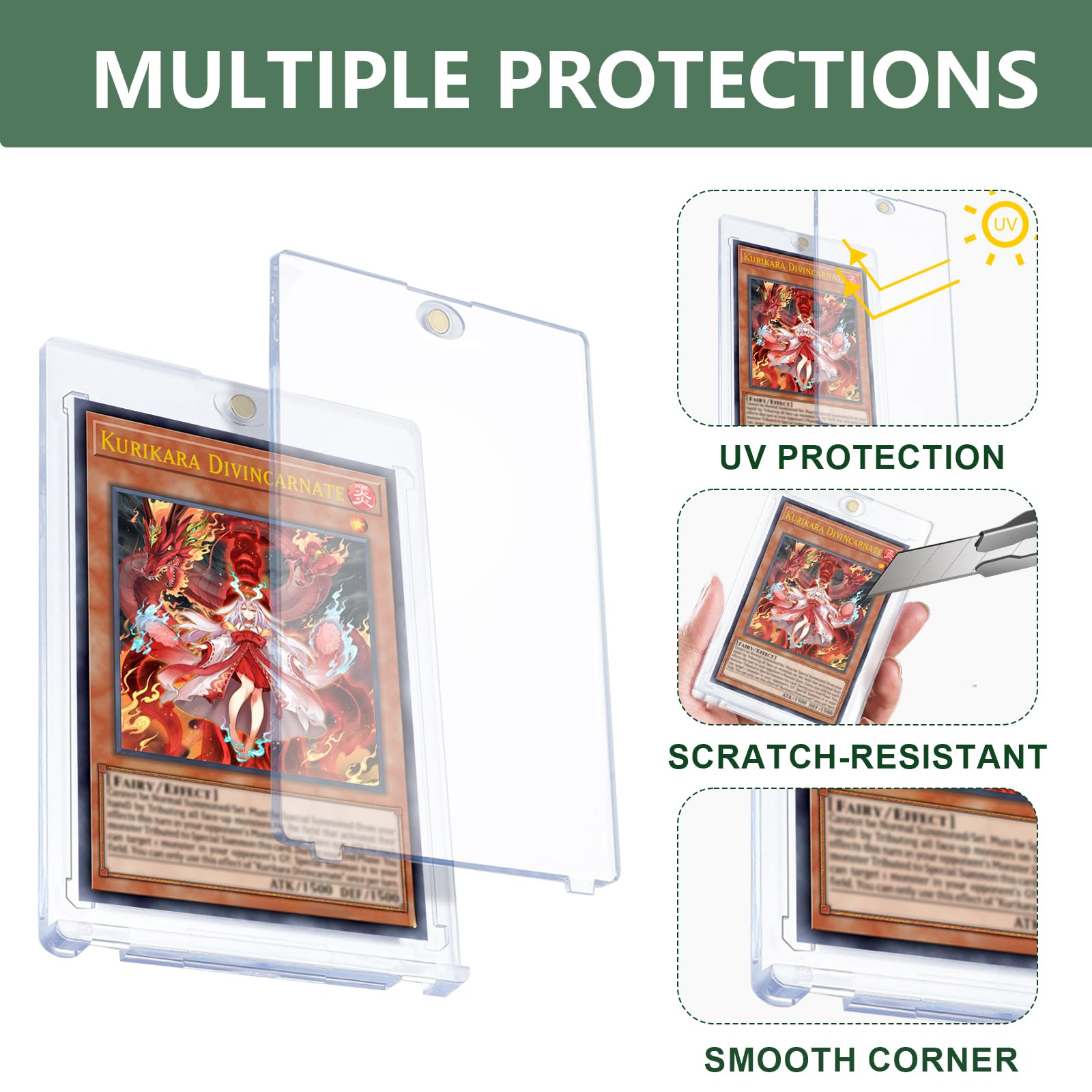 Amazon.com: 50ct Magnetic Card Holders 35pt for YGO Cards,MTG Cards,Baseball  Cards,Sports Cards,OPCG Cards,DTCG Cards Storage and Display : Toys & Games