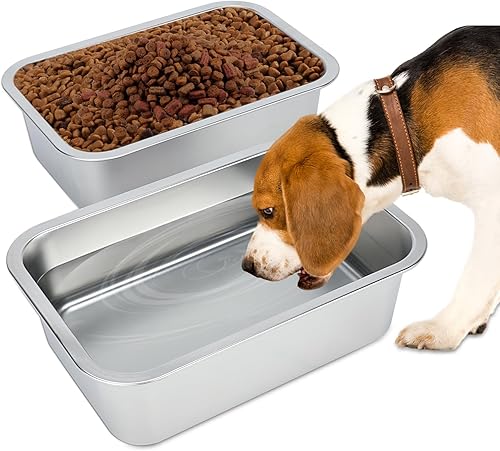 Miniatura 11 de BWOGUE Tazón de agua extragrande de 4 galones para perros grandes, cuenco de acero inoxidable para exteriores, cuencos de agua y alimentos para 1