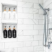 Vista 7 de Glass Shampoo and Conditioner Pump Bottles Soap Dispenser Bamboo Pump Head Empty Glass Refillable Shampoo Conditioner Body Wash Soap Bottles for