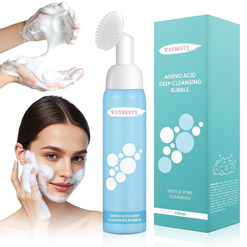 Limpador facial espumante Waybesty com cúrcuma e escova de silicone, 130 mL